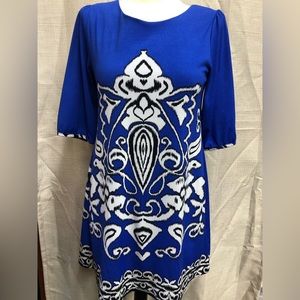 Dress size S Young Threads color blue/white fully lined.